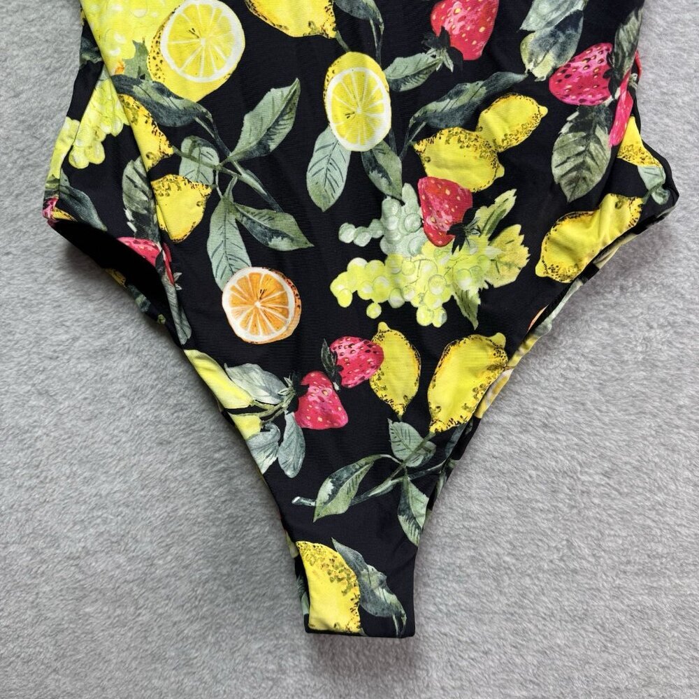 NWOT Seafolly Swimsuit Size 14 Lemoncello V-Neck Black Fruit One-Piece L50813 - Picture 5 of 11